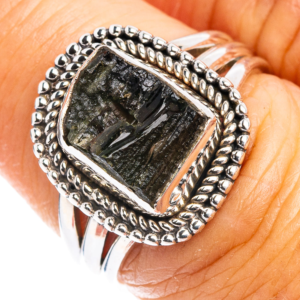 Rare Moldavite Ring Size 6.5 (.925 Sterling Silver)