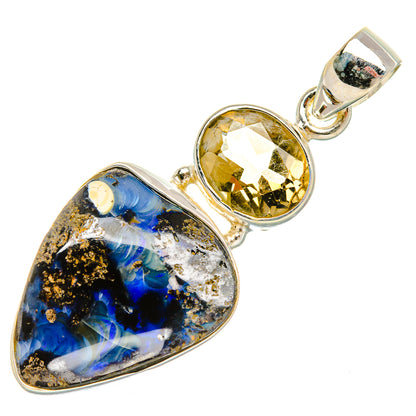 Boulder Opal, Citrine Pendant 1 3/4" (925 Sterling Silver) PD37923