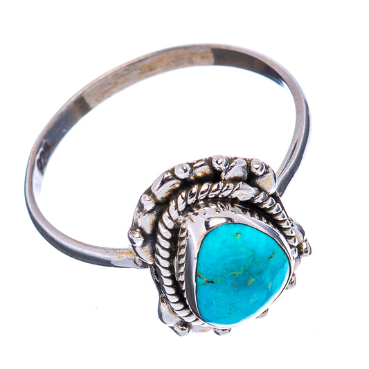 Turquoise dainty ring, size 6, .925 sterling silver oval turquoise with twisted rope setting