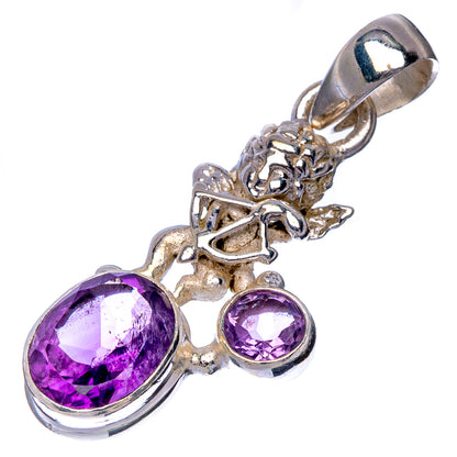 Faceted Amethyst Angel Pendant 1 3/8" (925 Sterling Silver) P41007
