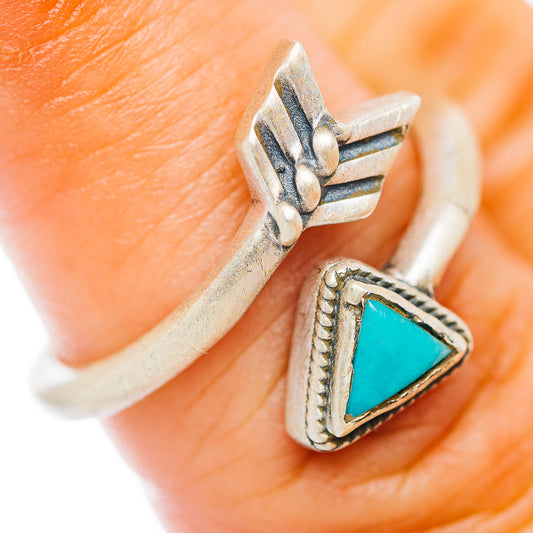 Mojave Turquoise Arrow Ring Size 6 Adjustable (.925 Sterling Silver)