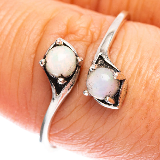 Sterling silver opal ring with two oval cabochons, size 8