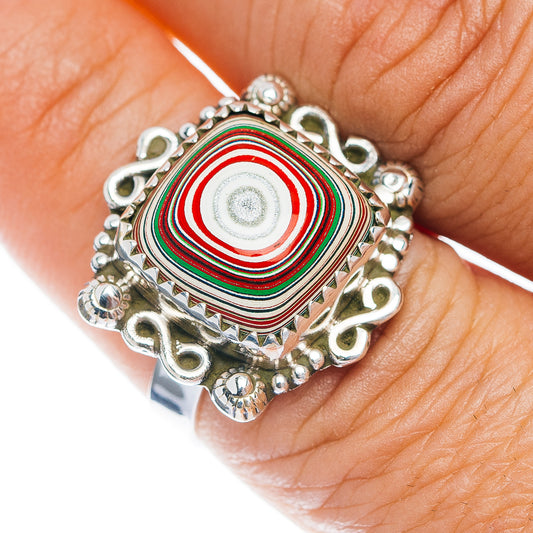 Premium Fordite Ring Size 8 (.925 Sterling Silver)