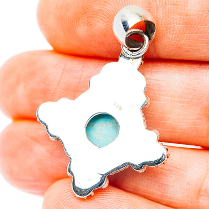 Southwestern Style Kingman Turquoise Pendant 1 3/8" (.925 Sterling Silver)