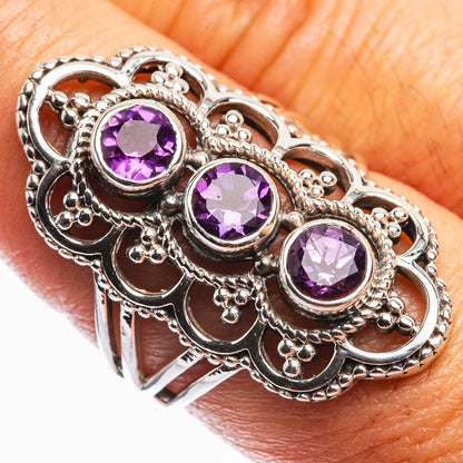Faceted Amethyst Ring Size 8 (925 Sterling Silver) R142261