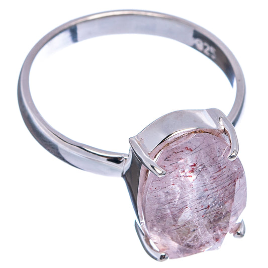 925 sterling silver ring with oval pink gemstone and open band, size 6.75