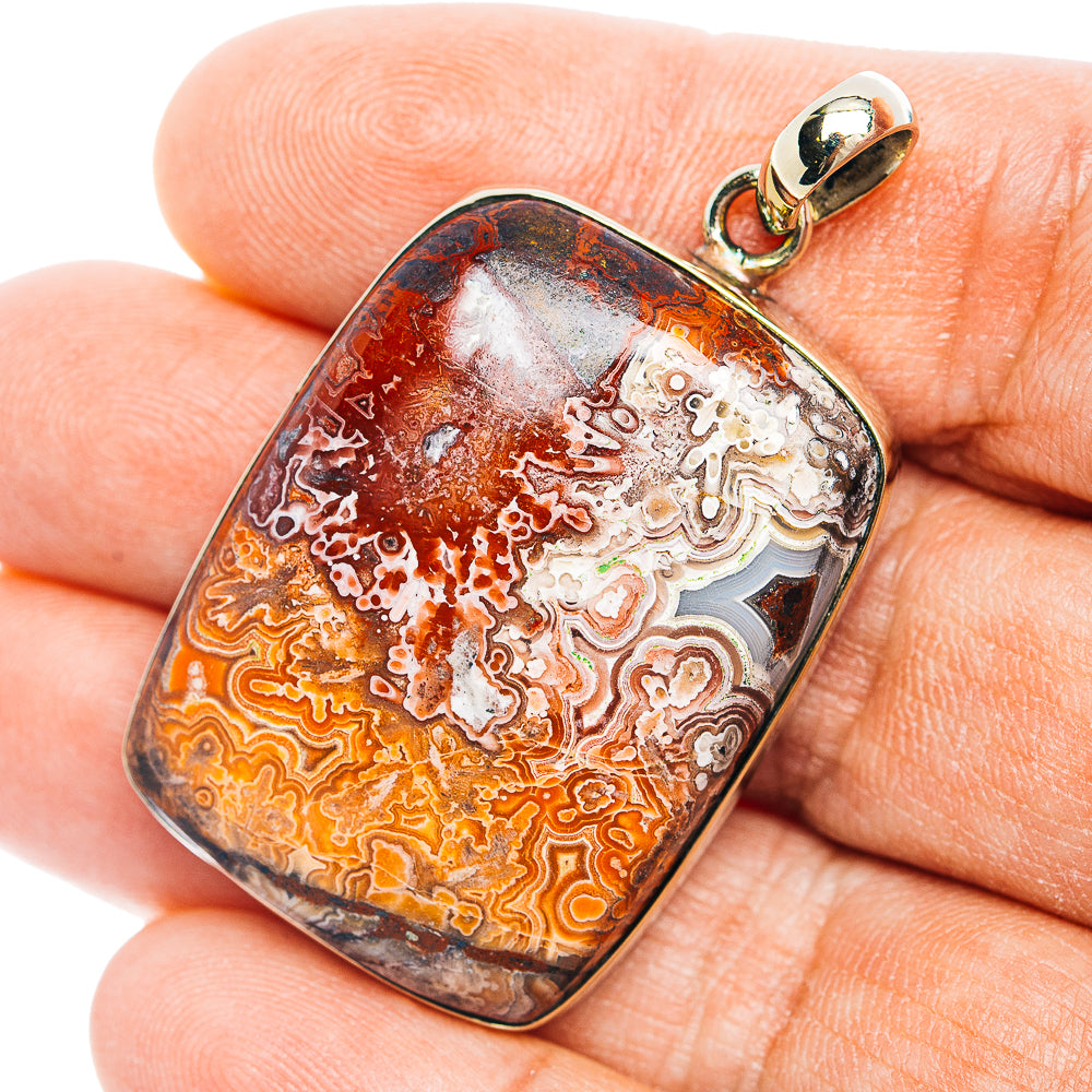 Crazy Lace Agate Pendant 1 7/8" (German Silver)