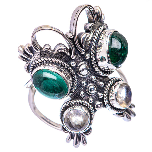 Large Zambian Emerald, White Quartz Ring Size 9.25 (925 Sterling Silver) R140873