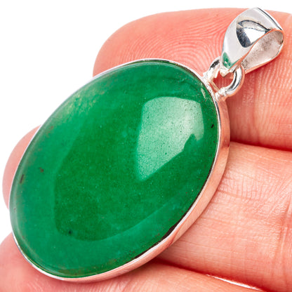 Green Chalcedony Pendant 1 5/8" (925 Sterling Silver) P42835