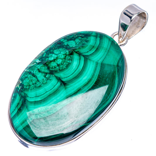 Malachite Pendant 2" (.925 Sterling Silver)