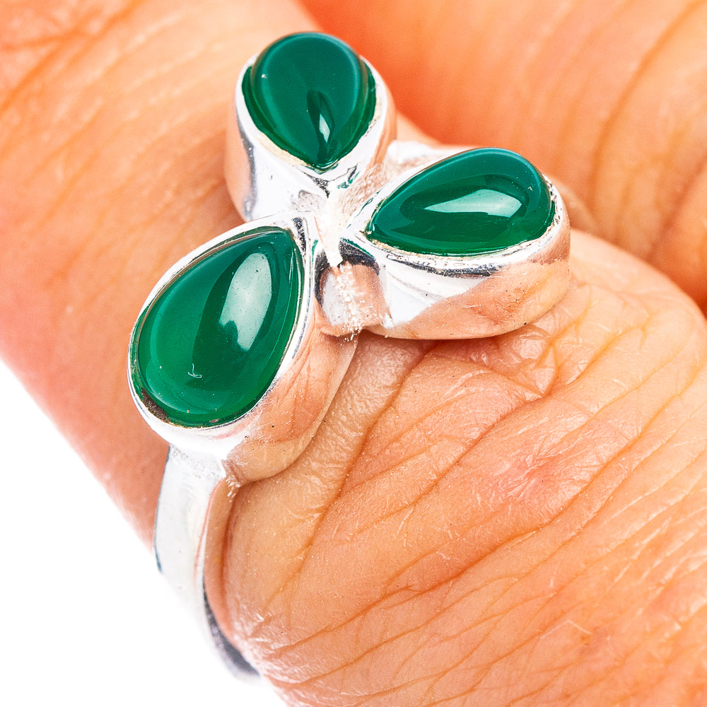 Green Onyx Dainty Ring Size 6.5 (.925 Sterling Silver)