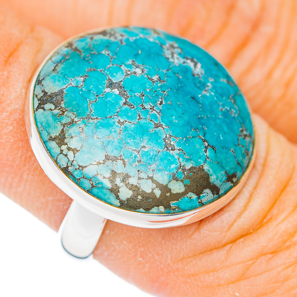 Premium Tibetan Turquoise Ring Size 7 Adjustable (.925 Sterling Silver)