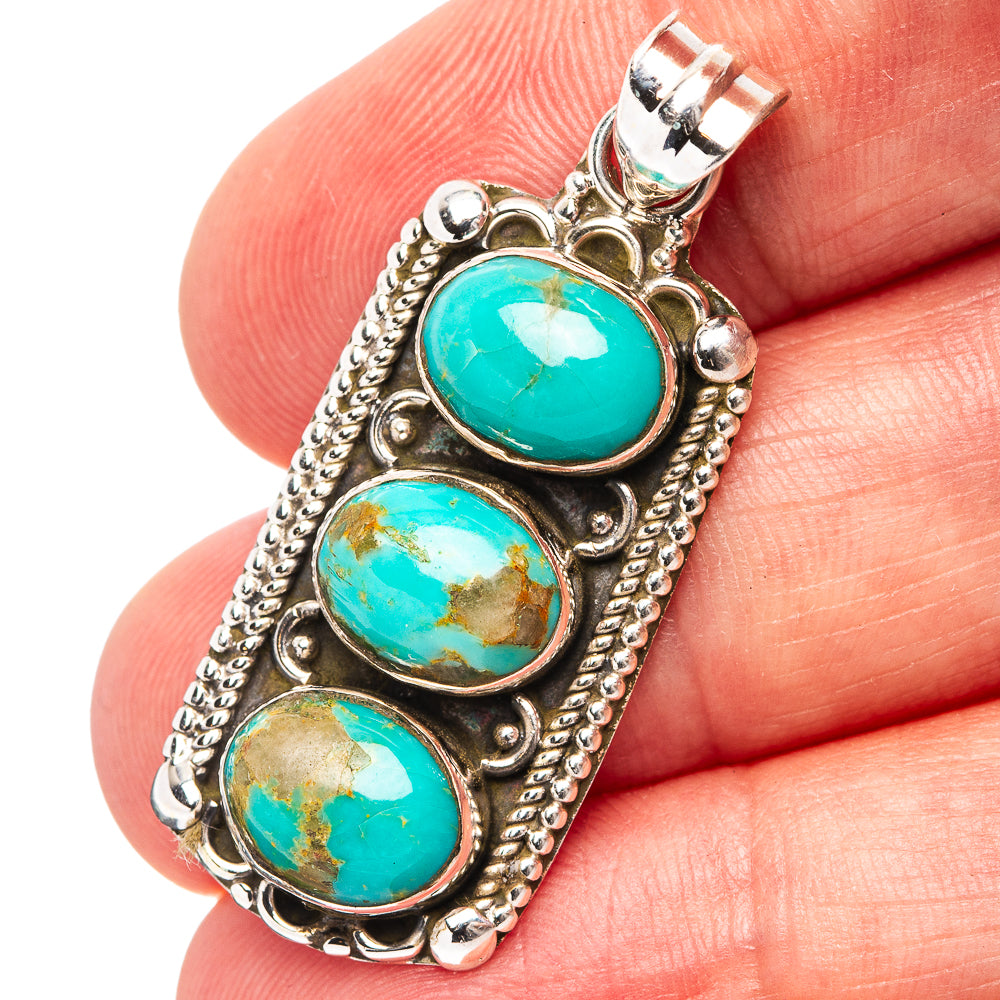 Mohave Turquoise Pendant 1 1/2" (.925 Sterling Silver)