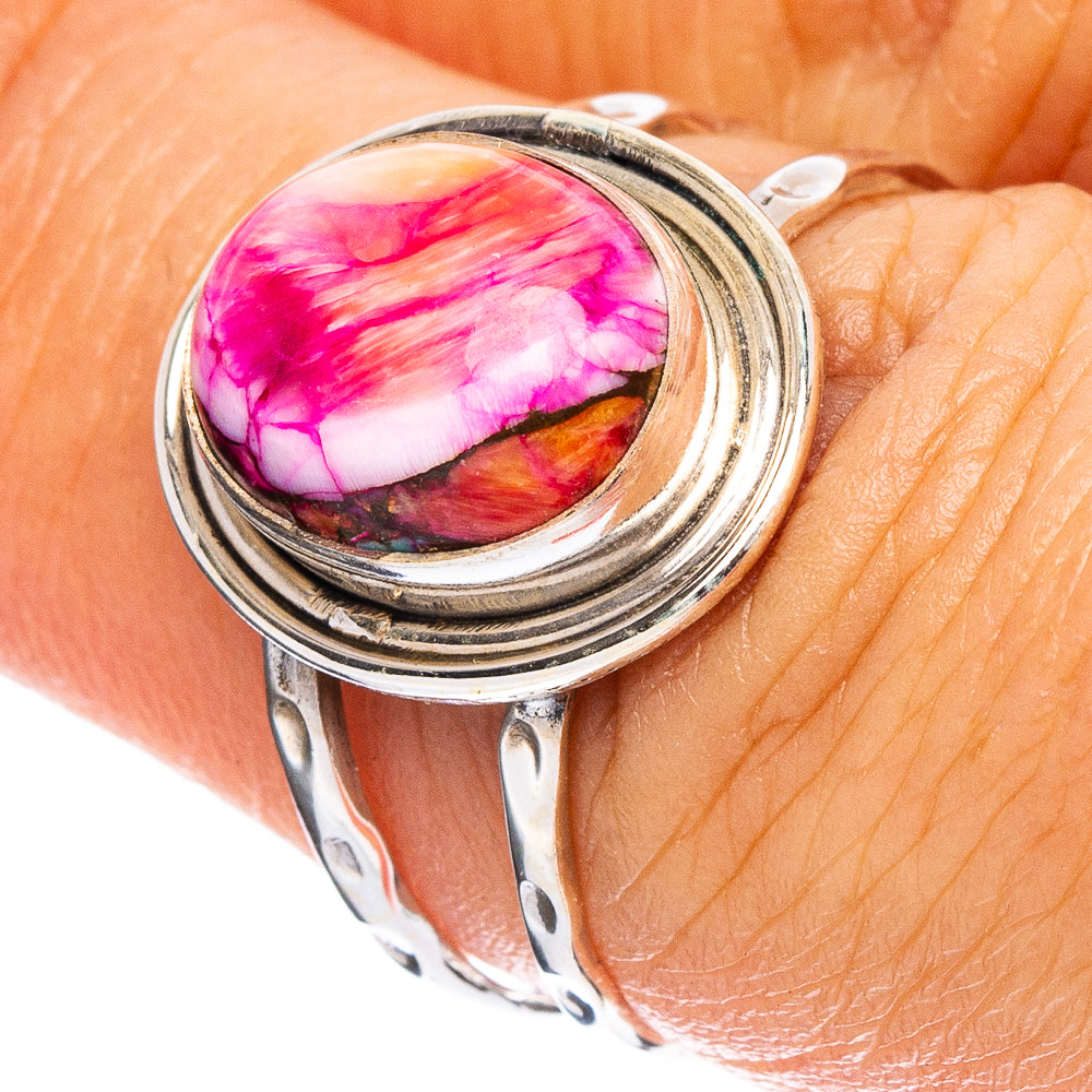 Kingman Pink Dahlia Turquoise Ring Size 7 (925 Sterling Silver) R7975