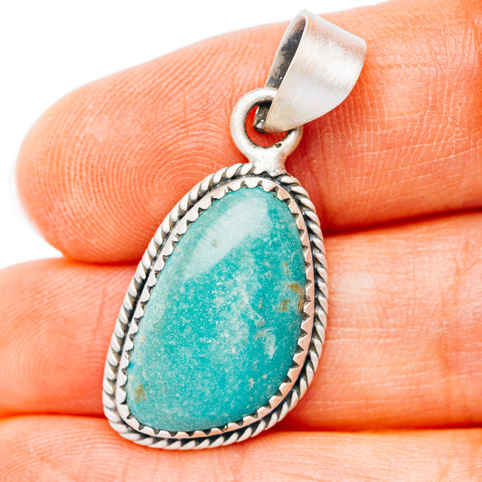 Southwestern Style Santa Maria Turquoise Pendant 1 3/8" (.925 Sterling Silver)