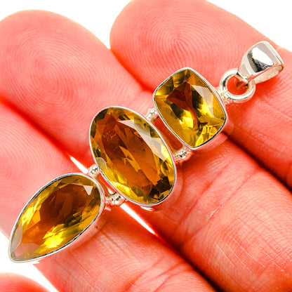 Faceted Citrine Pendant 2" (925 Sterling Silver) PD38163