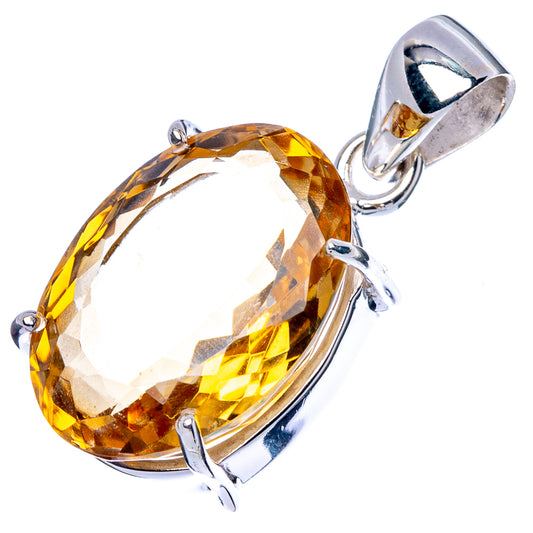 Faceted Citrine Pendant 1 1/8" (925 Sterling Silver) P43004