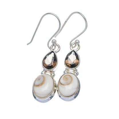 Shiva Eye, Smoky Quartz Earrings 1 1/4" (.925 Sterling Silver)