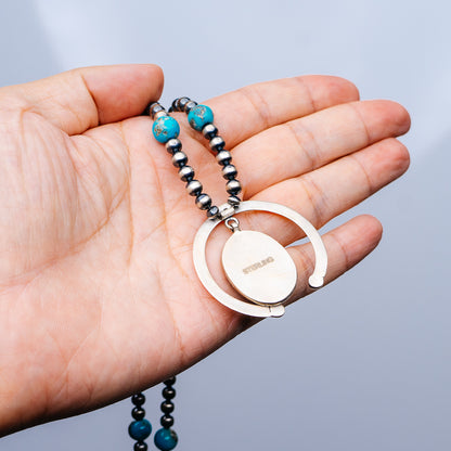 Navajo Pearl Turquoise Necklace 18 to 20" (.925 Sterling Silver)