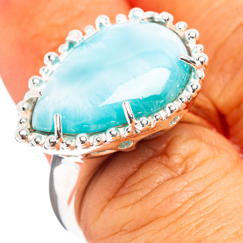 Premium Larimar Ring Size 6 (.925 Sterling Silver)