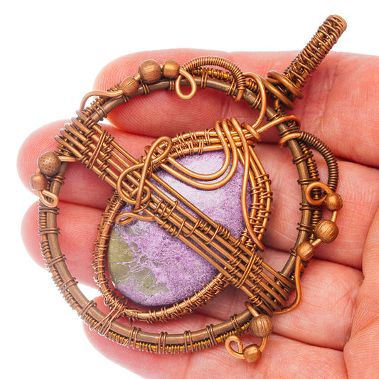 Stichtite Wire Wrap Pendant 2 3/4" (Copper)