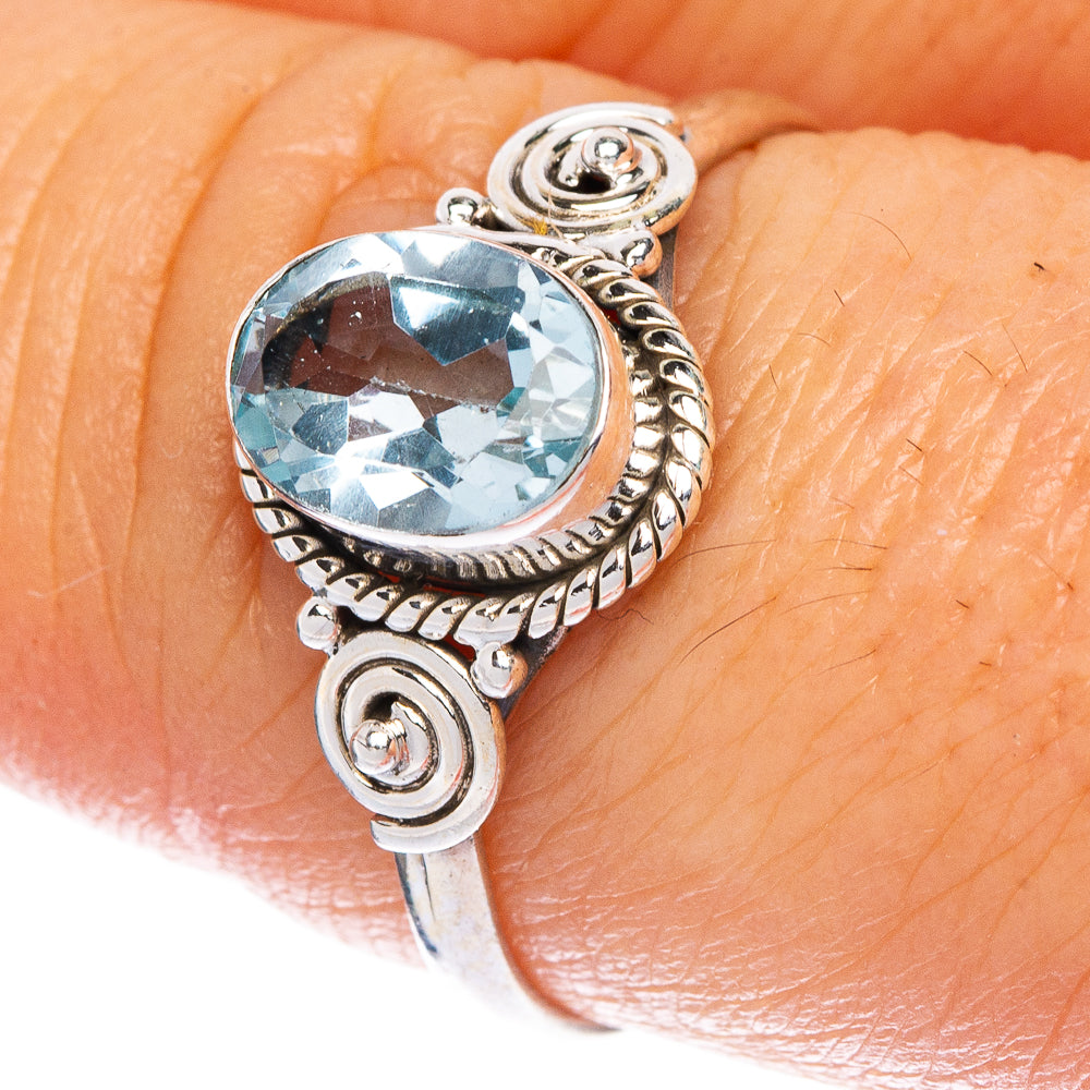 Blue Topaz Dainty Ring Size 8 (925 Sterling Silver) R1210