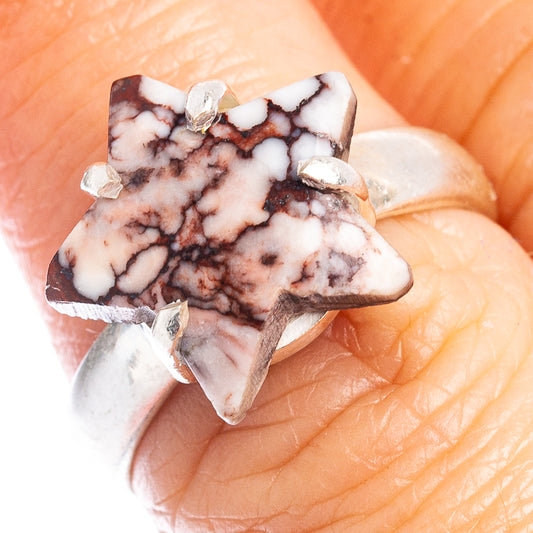 Sterling silver ring with marbled star jasper and small prong-set accents