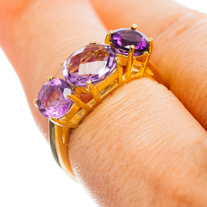 Amethyst Ring Size 8 (.925 Sterling Silver) 24k Gold Plated