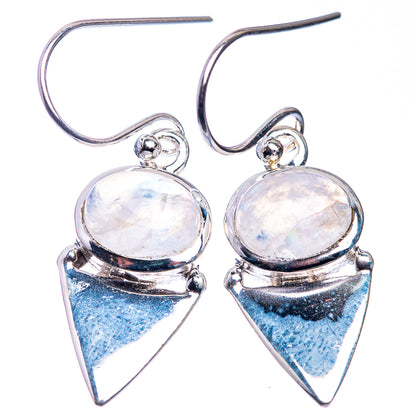 Rainbow Moonstone Dainty Earrings 1 1/2" (925 Sterling Silver) E432513