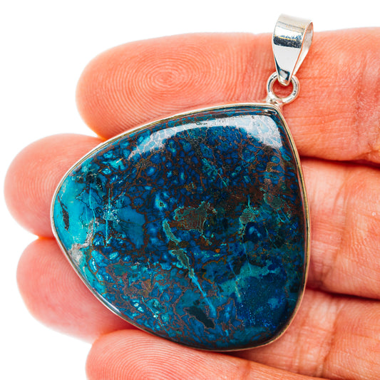 Premium Chrysocolla Pendant 1 7/8" (.925 Sterling Silver)
