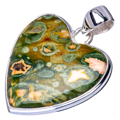 Rainforest Opal Heart Pendant 1 1/2" (925 Sterling Silver) P40924
