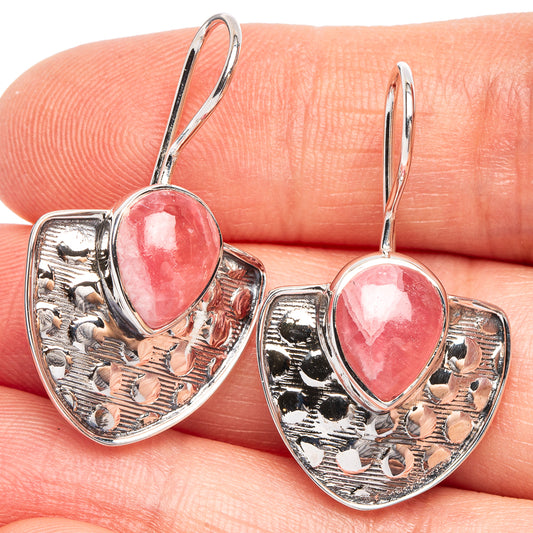 Rhodochrosite 925 Sterling Silver Premium Earrings 1 1/4" (925 Sterling Silver) E2250