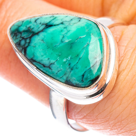 Sterling silver ring with oval turquoise variscite gemstone, smooth bezel