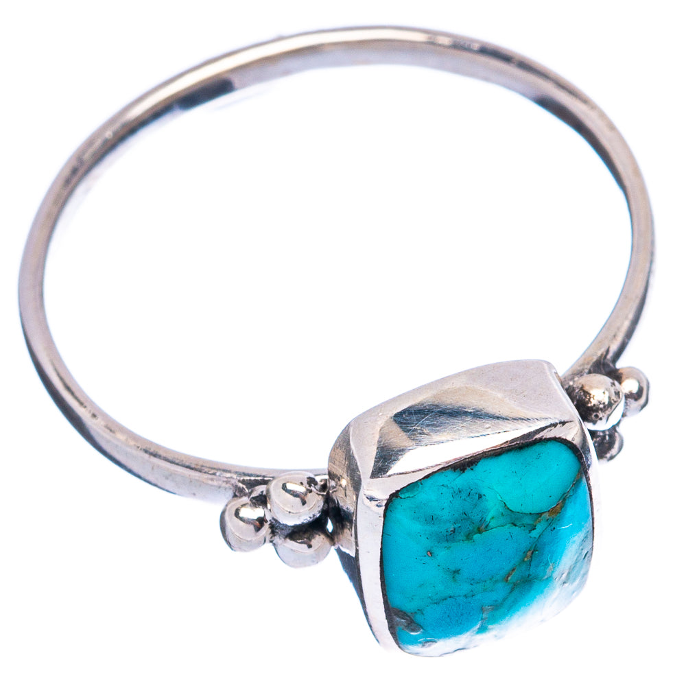 925 sterling silver turquoise cabochon ring with bezel setting and side flower details