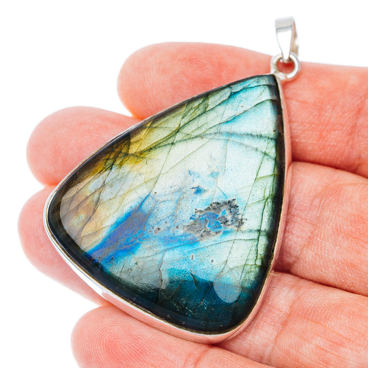 Huge Spectrolite Pendant 2 1/4" (.925 Sterling Silver)