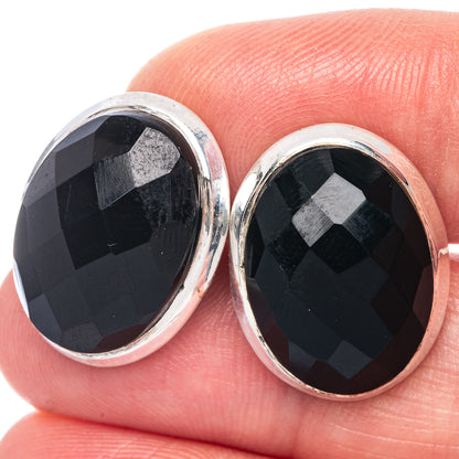 Black OnyEarrings 3/4" (925 Sterling Silver) E433159