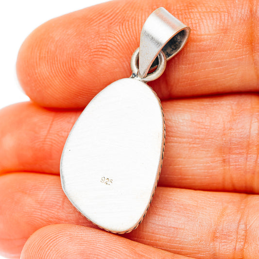 Southwestern Style Santa Maria Turquoise Pendant 1 3/8" (.925 Sterling Silver)