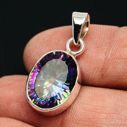 Premium 14ct Mystic Topaz Pendant 1 1/8" (.925 Sterling Silver)