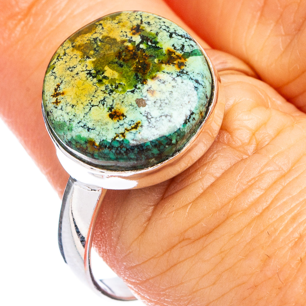 Hubei Spiderweb Turquoise Ring Size 9 (.925 Sterling Silver)