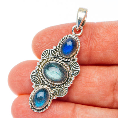 Labradorite Pendant 1 3/4" (.925 Sterling Silver)