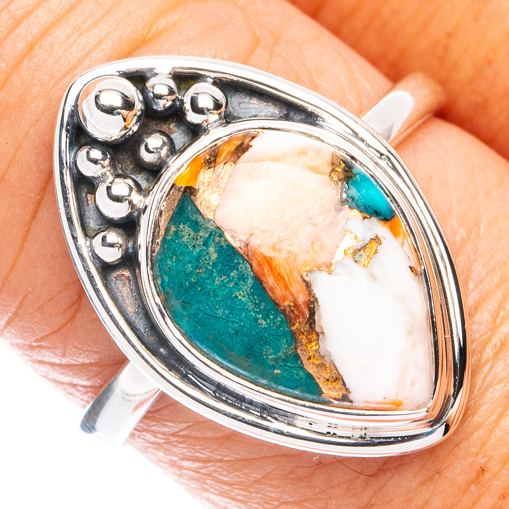 Premium Spiny Oyster Turquoise Ring Size 8.75 (925 Sterling Silver) R7621
