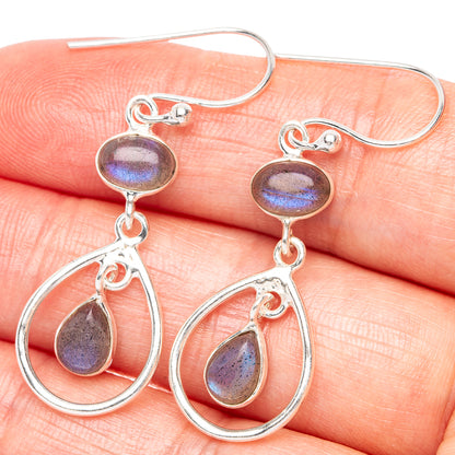 Labradorite Dainty Earrings 1 5/8" (925 Sterling Silver) E2066
