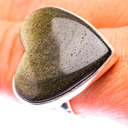 Large Gold Sheen Obsidian Ring Size 9.25 (925 Sterling Silver) RING140181