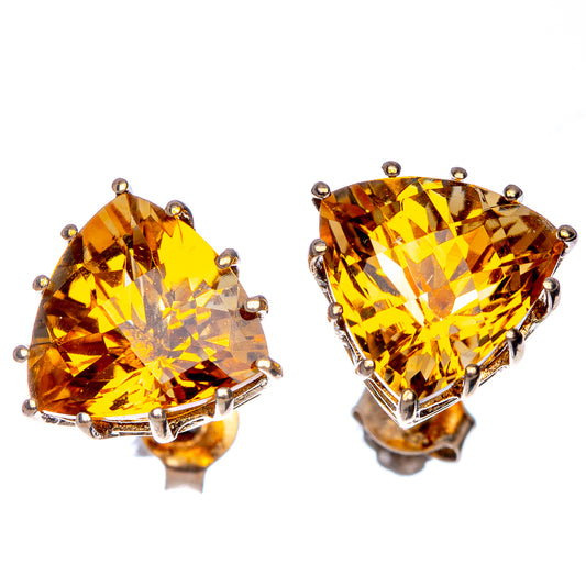 10k Gold Faceted Citrine Earrings 1/2" (925 Sterling Silver) E433167