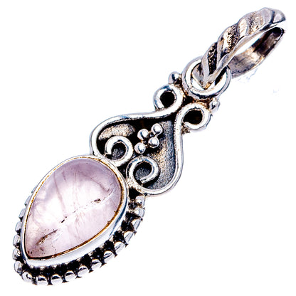 Rose Quartz Dainty Pendant 1 1/8" (.925 Sterling Silver)