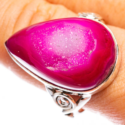 Large Pink Agate Druzy Ring Size 10.5 (925 Sterling Silver) R142725