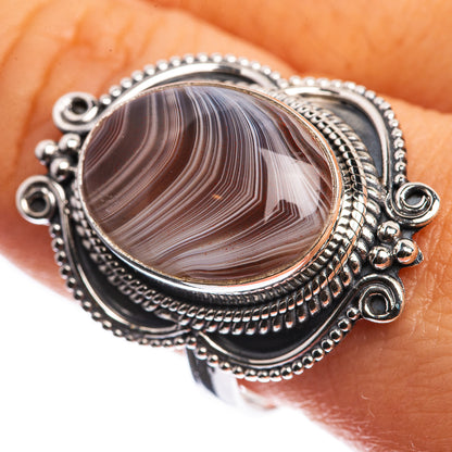 Botswana Agate 925 Sterling Silver Ring Size 10