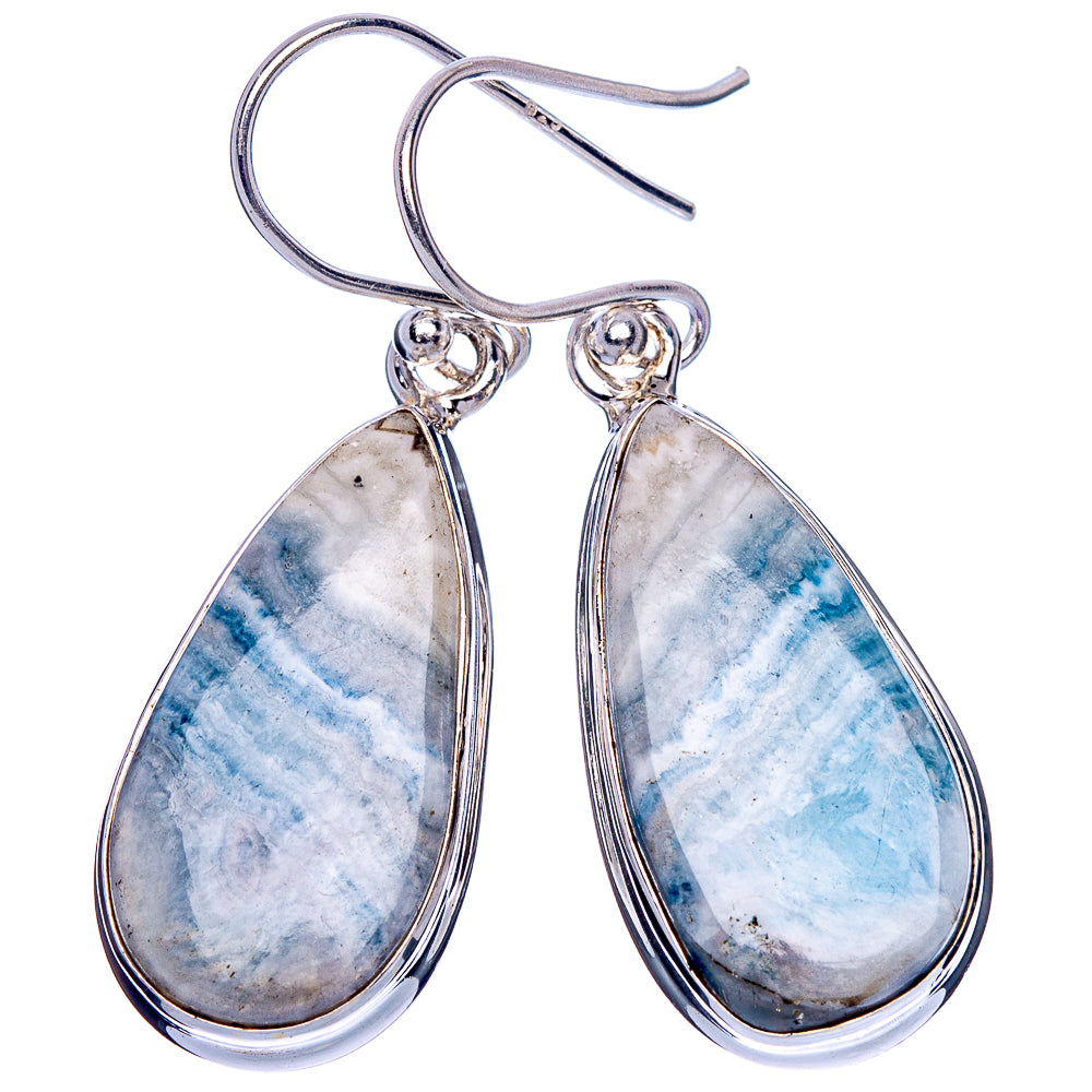 Blue Scheelite Earrings 1 1/2" (925 Sterling Silver) E1166