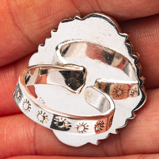 Exclusive Southwestern Style Hubei Turquoise Ring Size 8 Adjustable (.925 Sterling Silver)