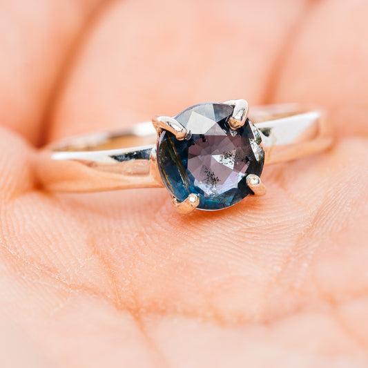 Faceted Deep Teal Blue Kyanite Ring Size 8 (.925 Sterling Silver)